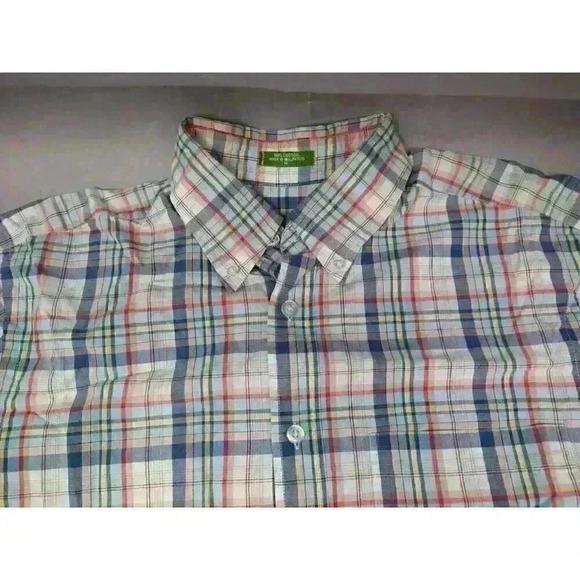Orvis Shirt Adult Medium Plaid Casual Long Sleeve Mens Blue Red - Picture 2 of 7
